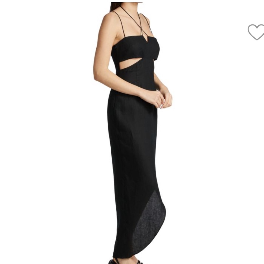 RUMER NWT Freya Black Linen Cut Out Maxi Dress M Reverie - Picture 6 of 13